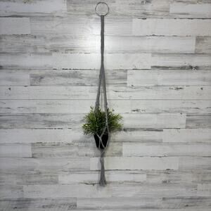 Gray Macrame Hanging Plant Holder